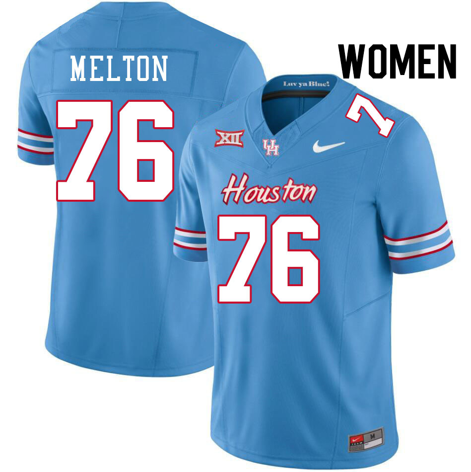 Women #76 Cedric Melton Houston Cougars College Football Jerseys Stitched-Oilers